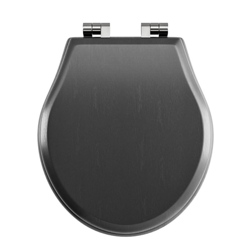 Imperial Regent Matt Black Grained Painted Soft Close Seat - Chrome Hinges